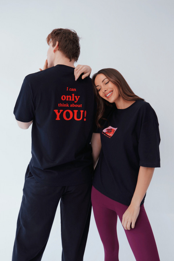 T-shirt bawełna z recyklingu oversize DOG męski - czarny 1