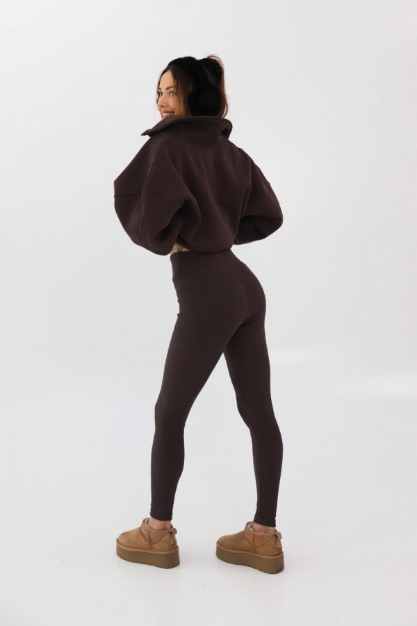 Legginsy push-up w prążek - brązowy 5
