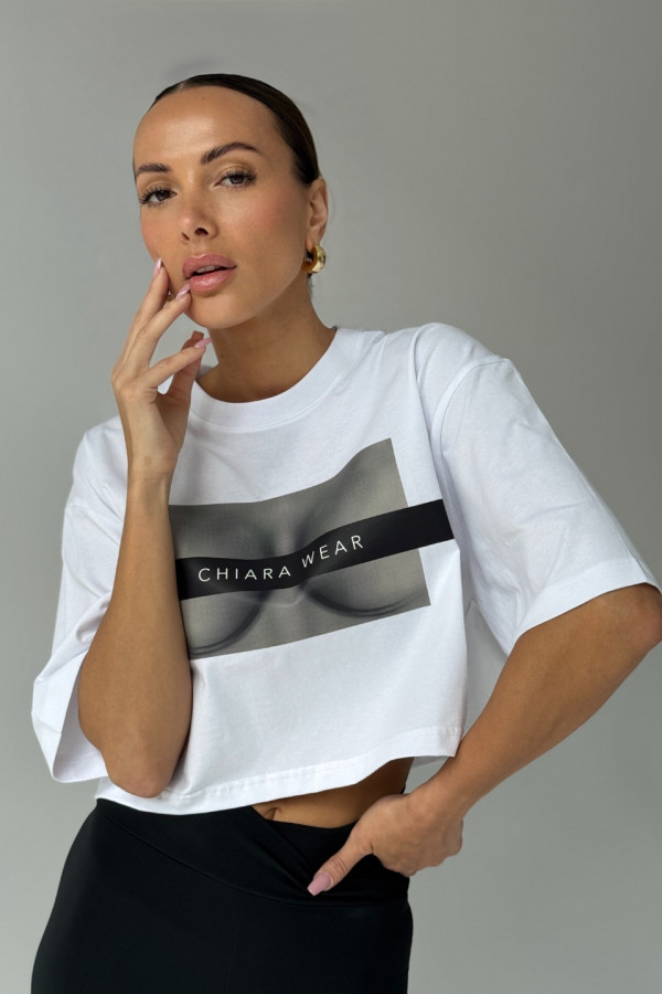 T-shirt crop top FREE BOOBIES - biały 1