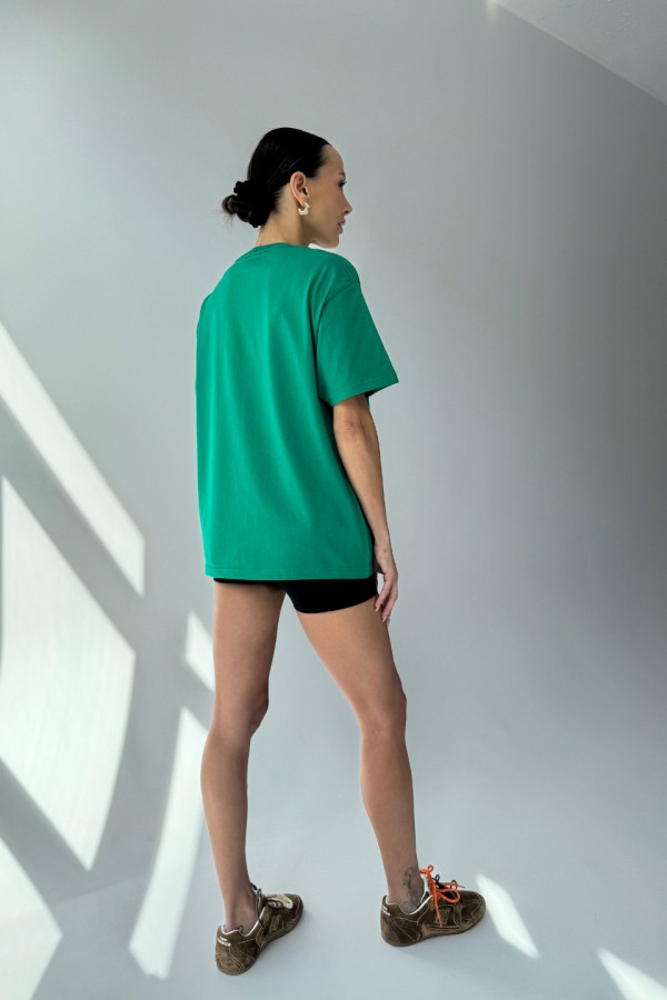 T-shirt bawełniany oversize CHIARA - zielony 3