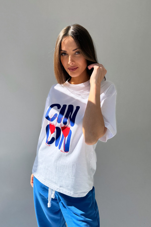 T-shirt bawełniany oversize CIN CIN - biały 4