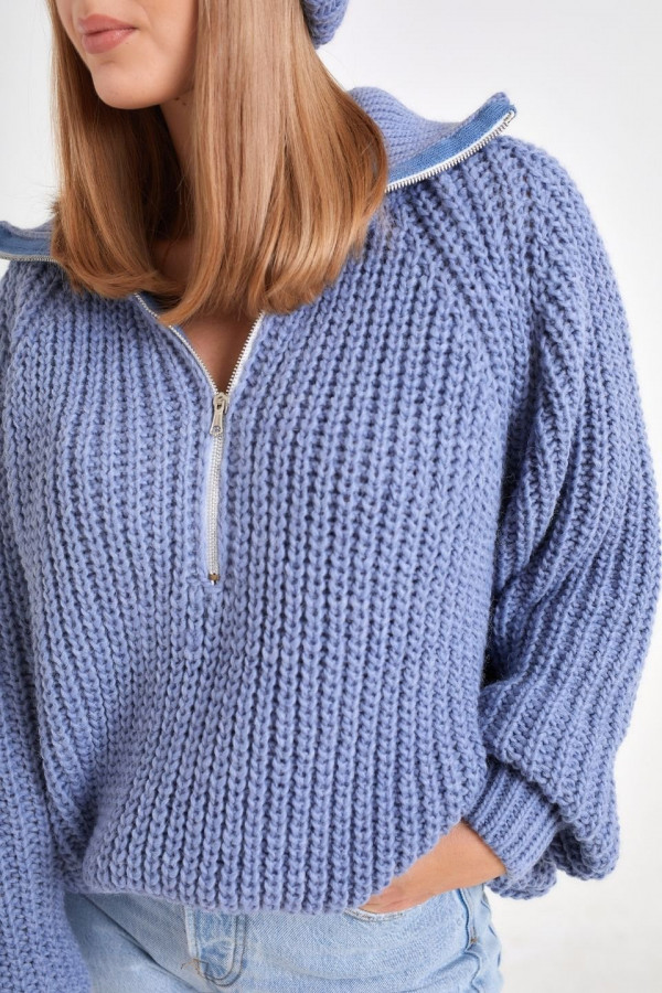 Sweter WARM na zamek - błękitny 4