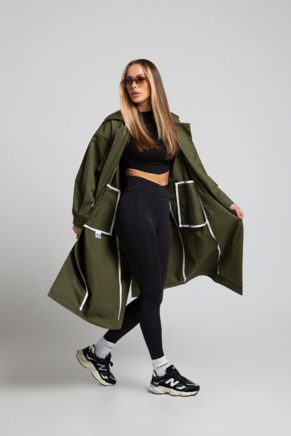 Płaszcz trencz - khaki 6