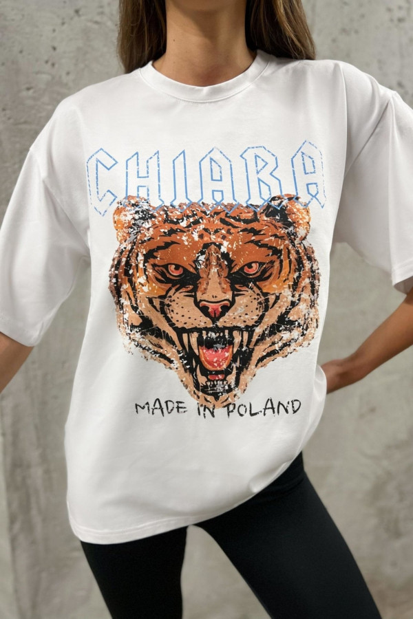 T-shirt oversize ROAR - biały