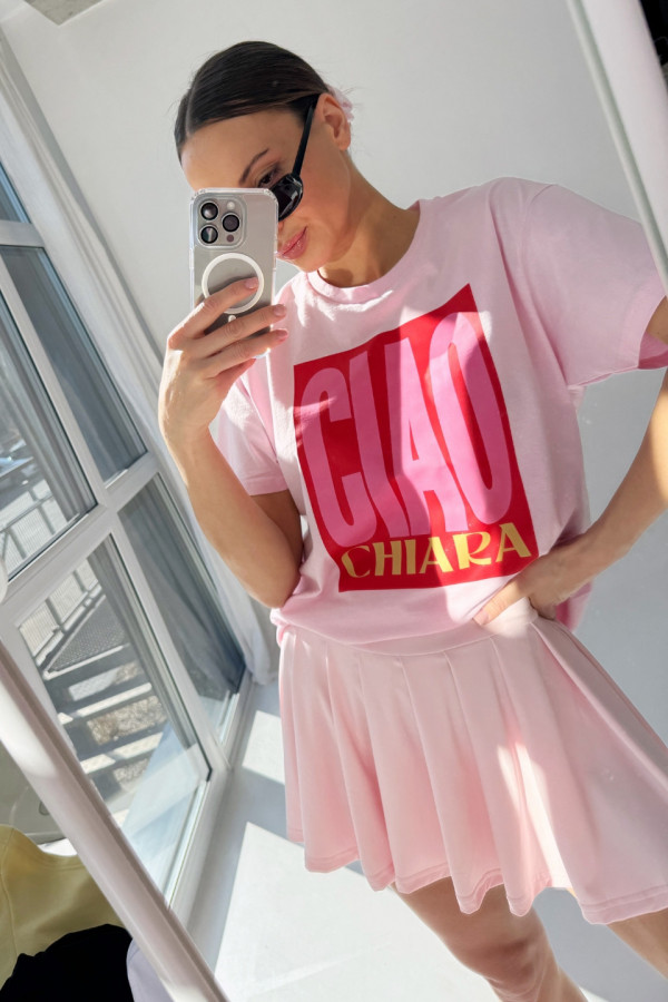 T-shirt bawełniany oversize CIAO - różowy 2