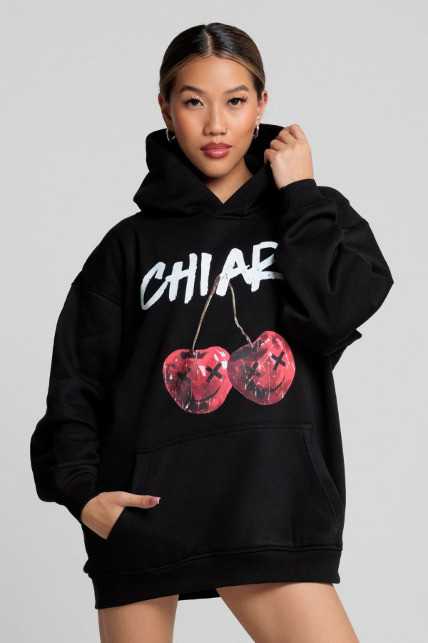 Bluza damska hoodie CHERRY - czarny 3