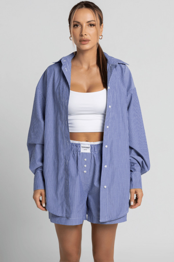 Koszula damska PAJAMAS - niebieski w paski