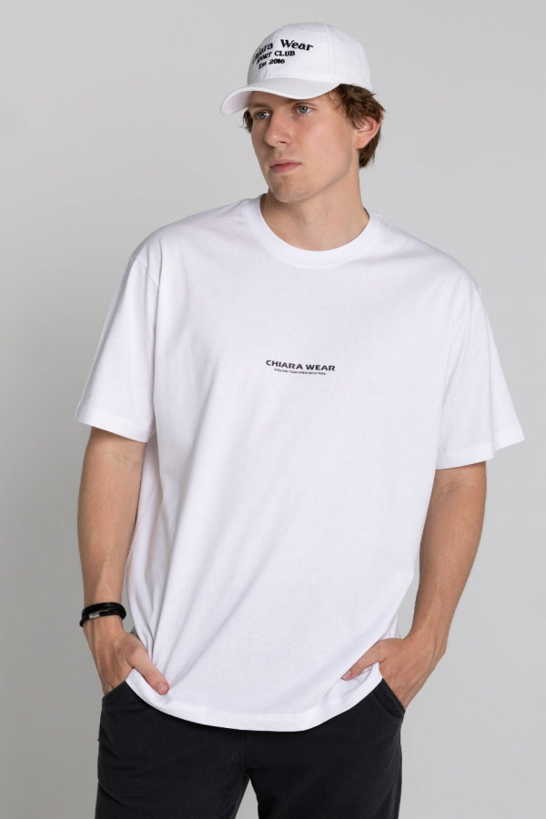 T-shirt bawełna z recyklingu oversize INTUITION - biały