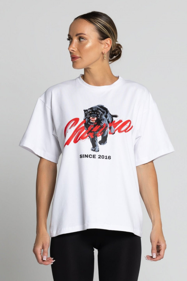 T-shirt bawełniany oversize PUMA - biały