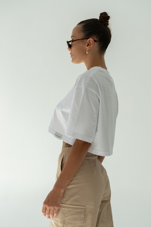 T-shirt CROP TOP - biały 5