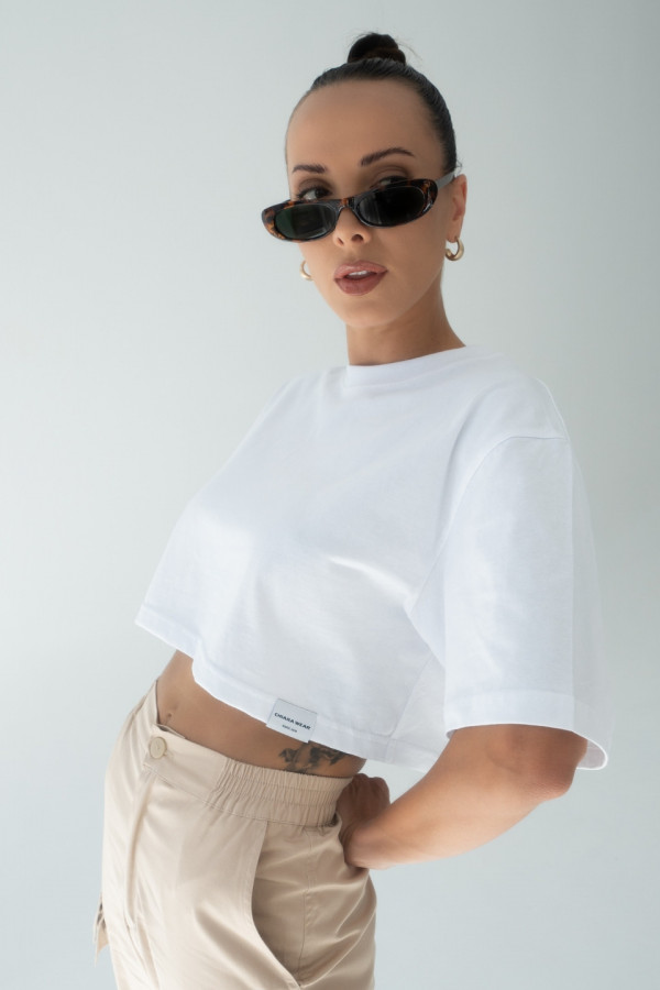 T-shirt CROP TOP - biały