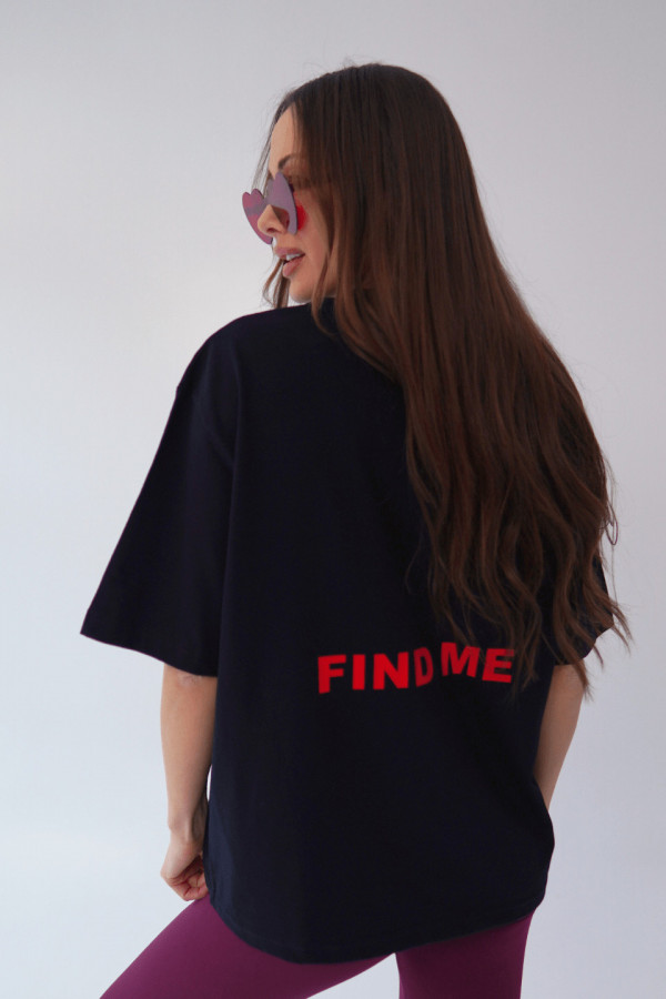T-shirt bawełniany oversize TINDER - czarny 1