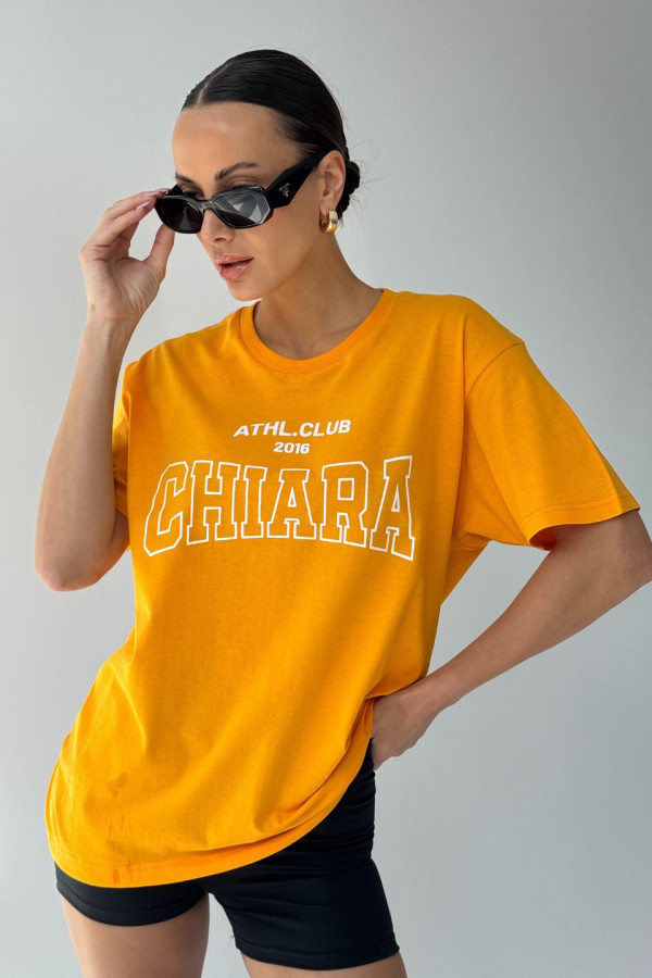 T-shirt bawełniany oversize CHIARA - pomarańczowy
