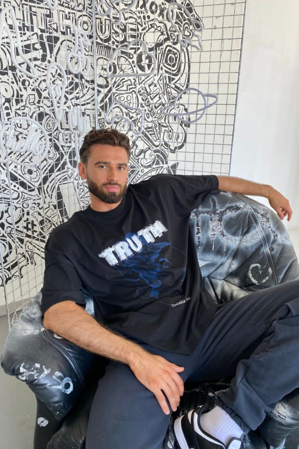 T-shirt męski oversize TRUTH - czarny 3