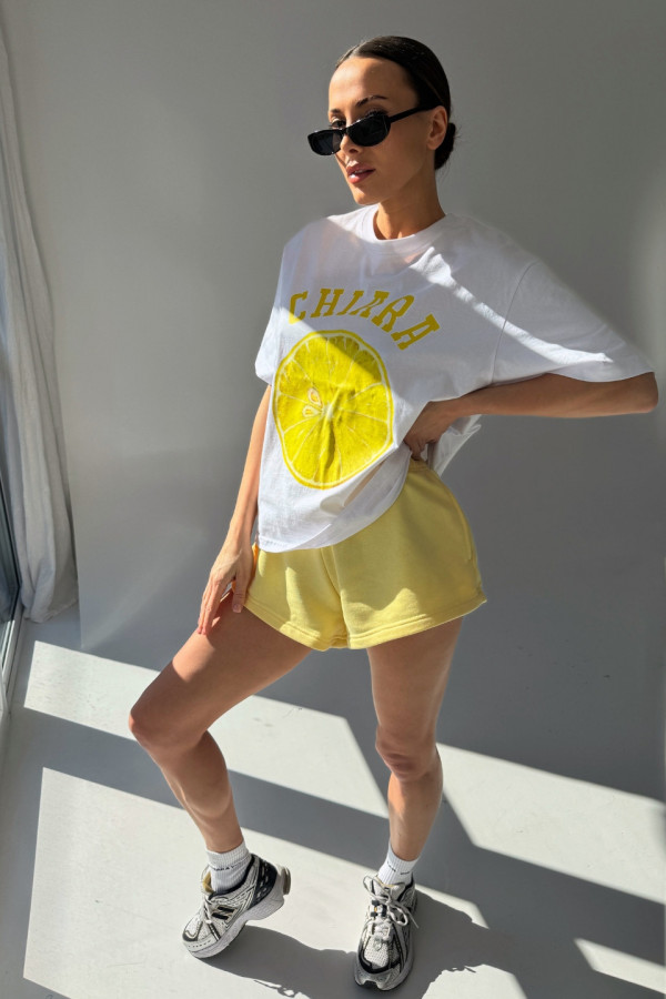 T-shirt bawełniany oversize LEMON - biały 4