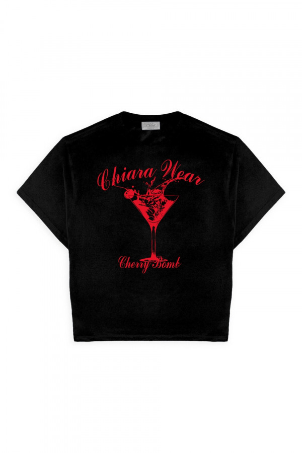 T-shirt bawełniany oversize CHERRY BOMB - czarny 4