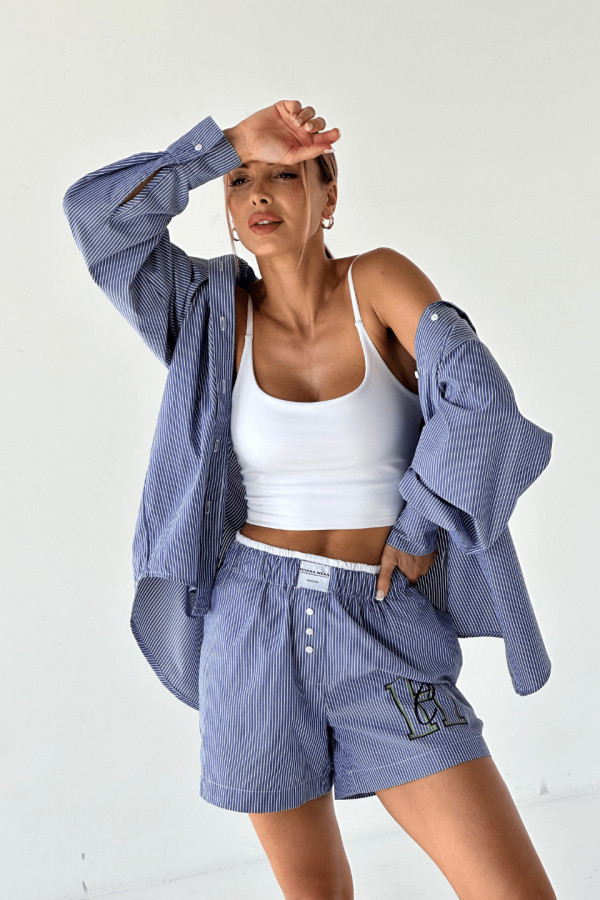 Koszula damska PAJAMAS - niebieski w paski 6