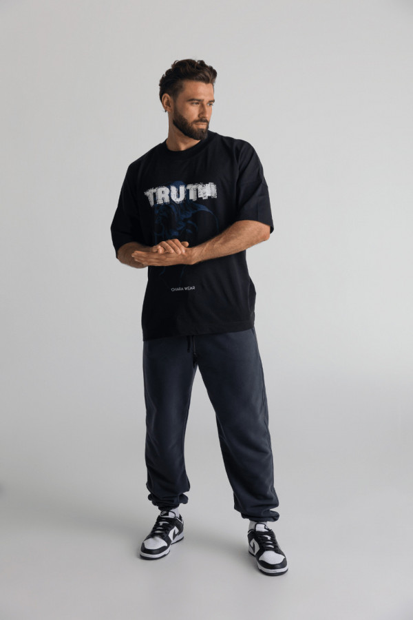 T-shirt męski oversize TRUTH - czarny 1