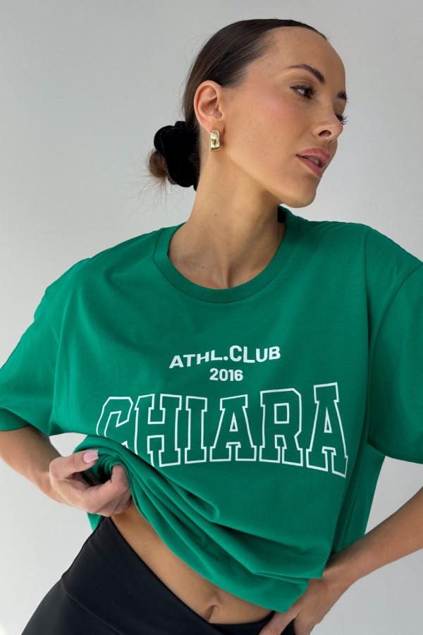 T-shirt bawełniany oversize CHIARA - zielony