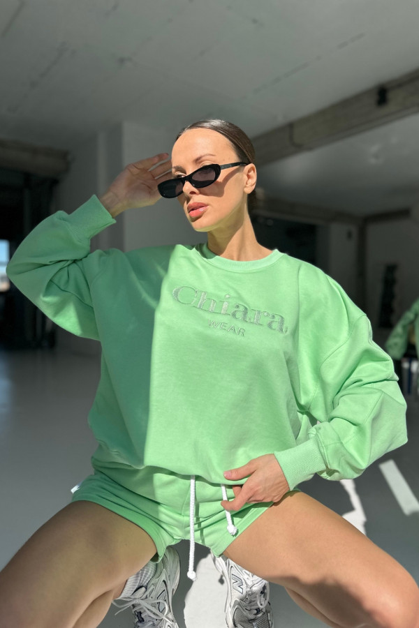 Bluza damska oversize HAFT CHIARA - pistacja 2
