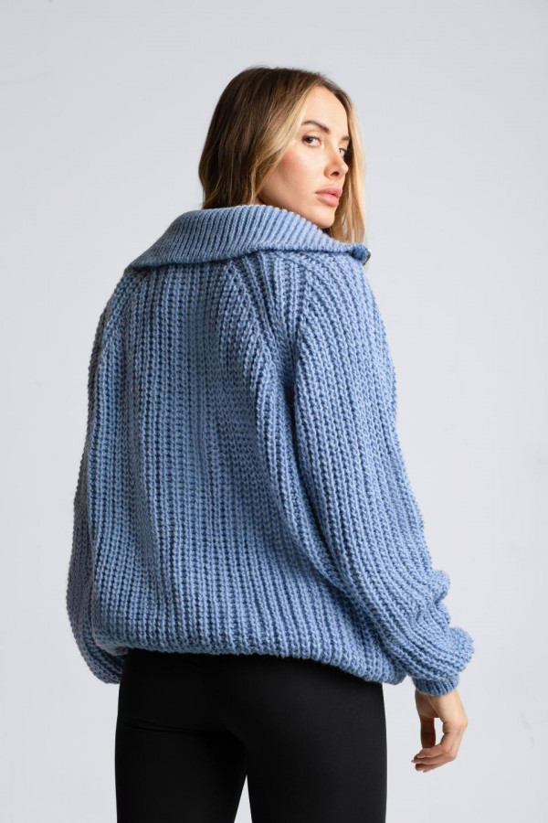 Sweter WARM na zamek - błękitny 1