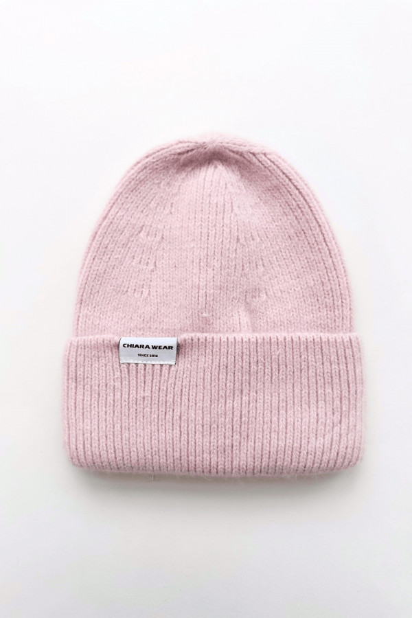 Czapka wełniana BEANIE - pudrowy róż 1