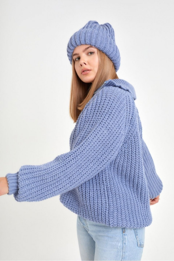 Sweter WARM na zamek - błękitny 6