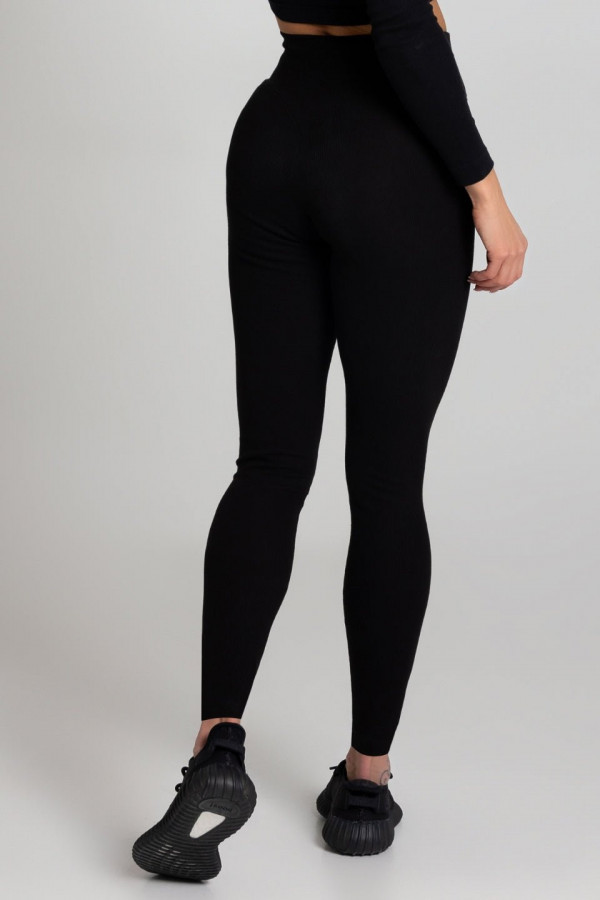 Legginsy push-up prążek - czarny 3