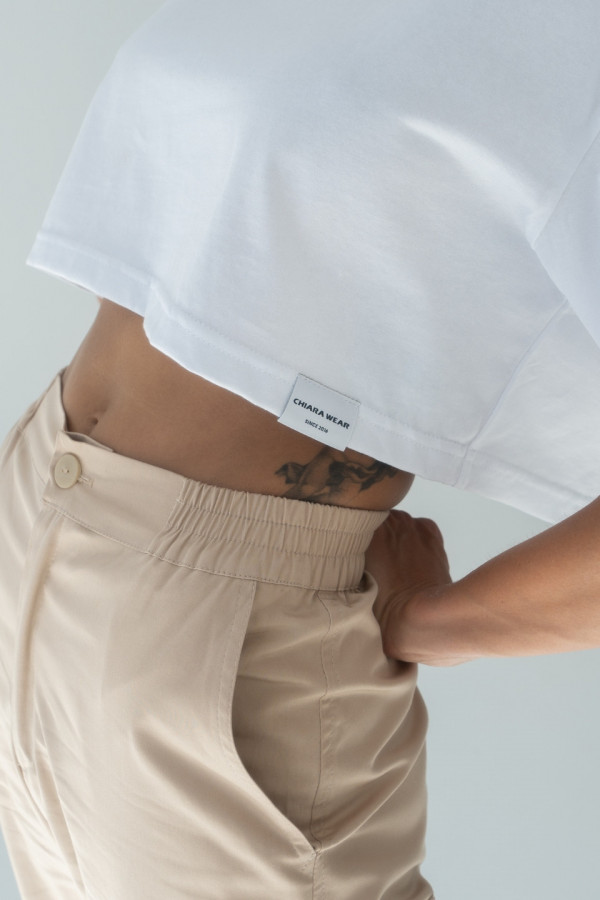 T-shirt CROP TOP - biały 3