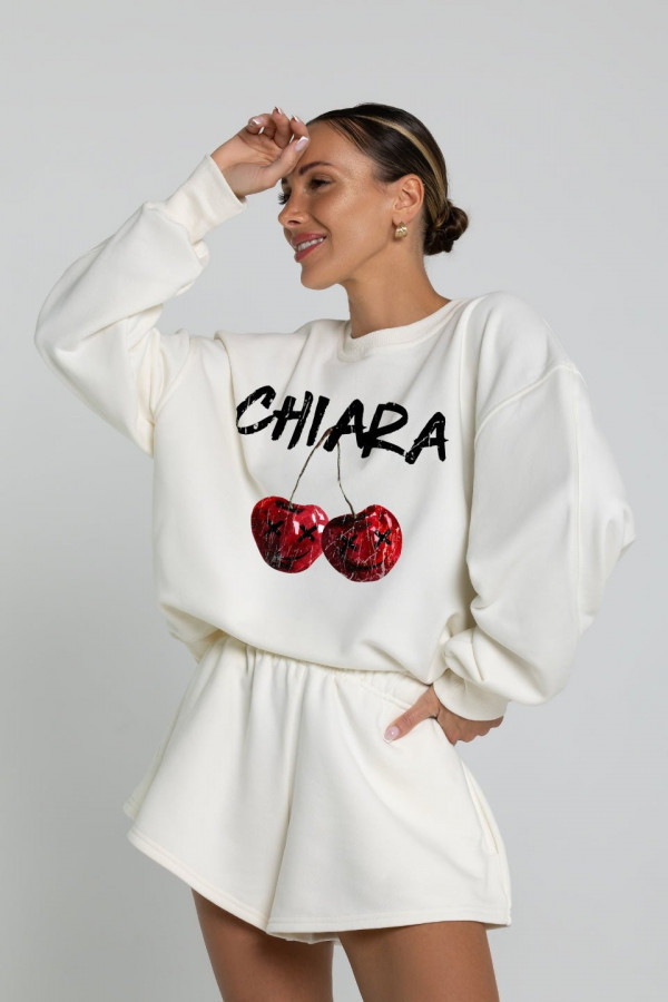 Bluza damska oversize CHERRY - ecru