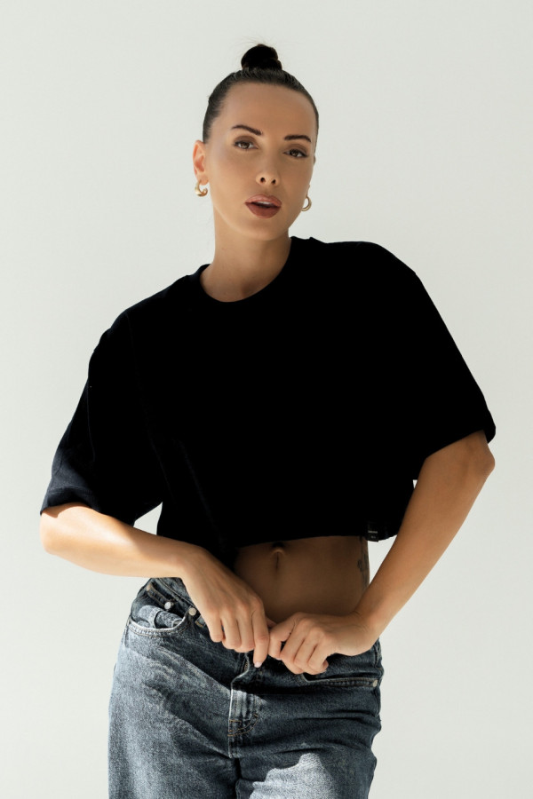T-shirt CROP TOP - czarny