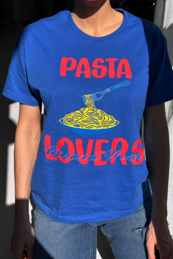 T-shirt bawełniany oversize PASTA - niebieski