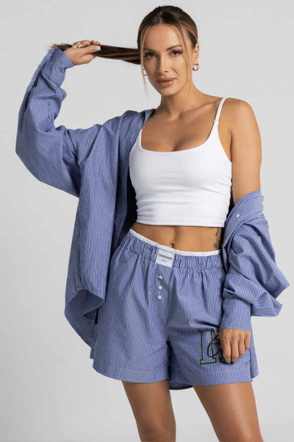 Koszula damska PAJAMAS - niebieski w paski 3
