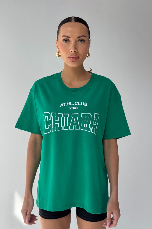 T-shirt bawełniany oversize CHIARA - zielony 1