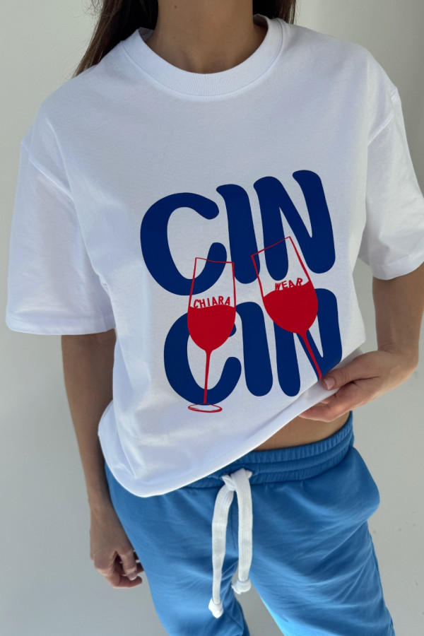 T-shirt bawełniany oversize CIN CIN - biały