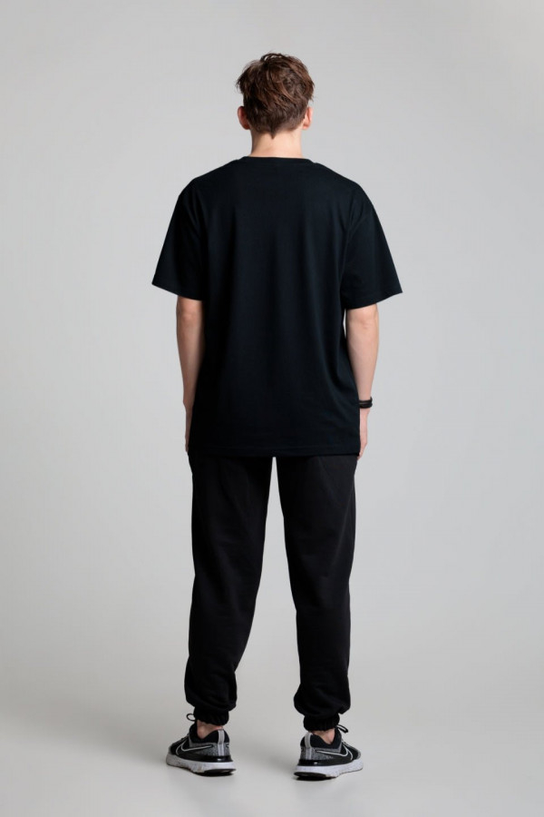 T-shirt bawełna z recyklingu oversize WIFE nadruk biały - czarny 1