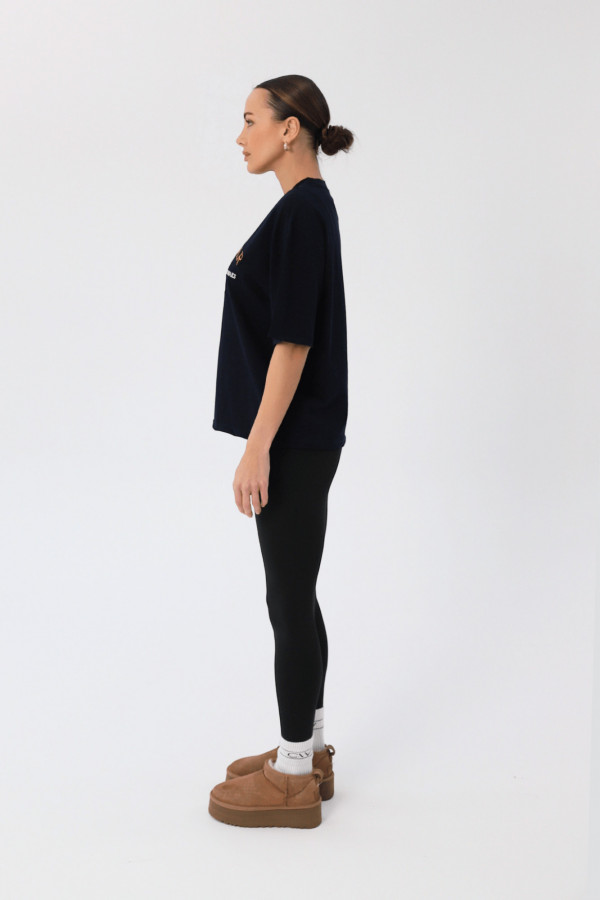 T-shirt bawełniany oversize haft CALIFORNIA - granatowy 4