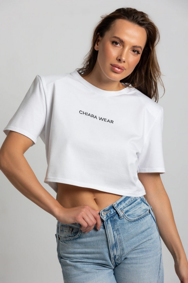 T-shirt krótki CROP TOP - biały 1