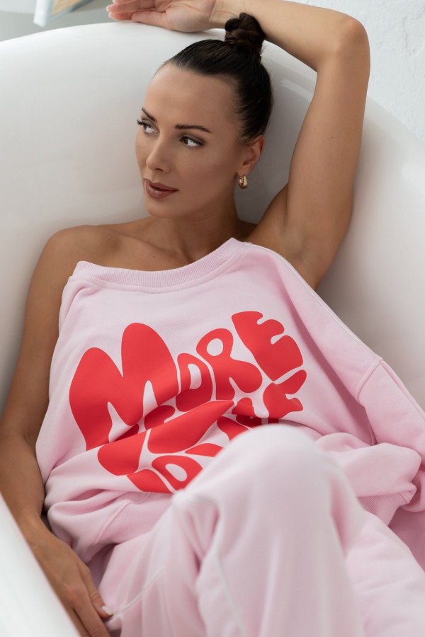Bluza damska oversize z bizą SELFLOVE - różowy 3