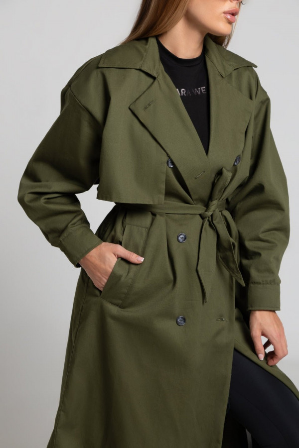 Płaszcz trencz nadruk CHIARA - khaki 2