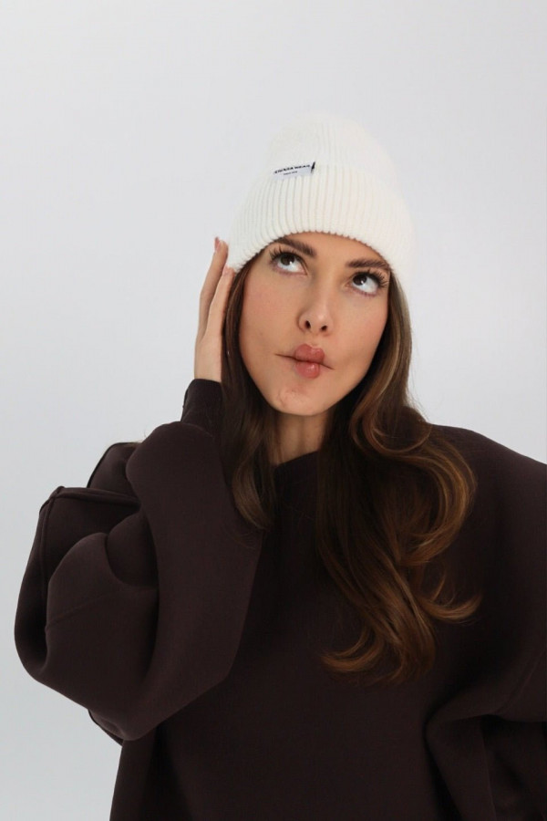 Czapka wełniana BEANIE - ecru