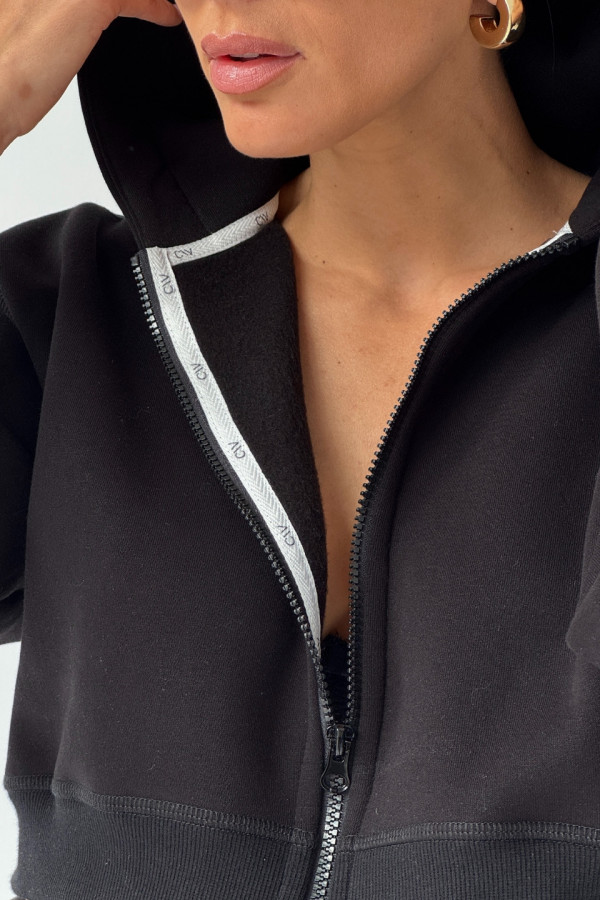 Bluza krótka z kapturem ZIP - czarny 4