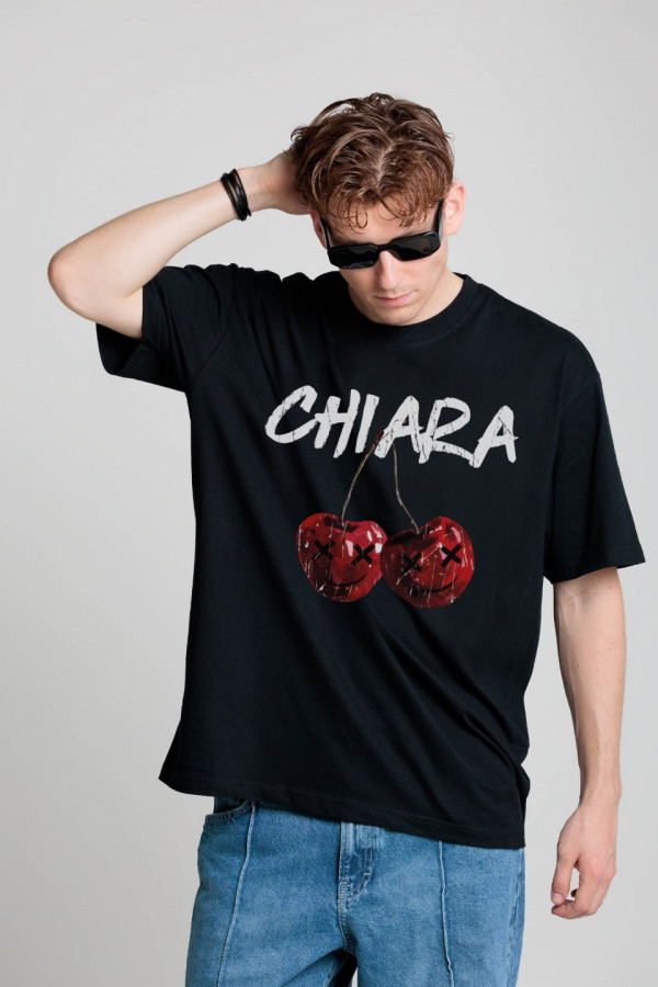 T-shirt bawełna z recyklingu oversize CHERYY - czarny