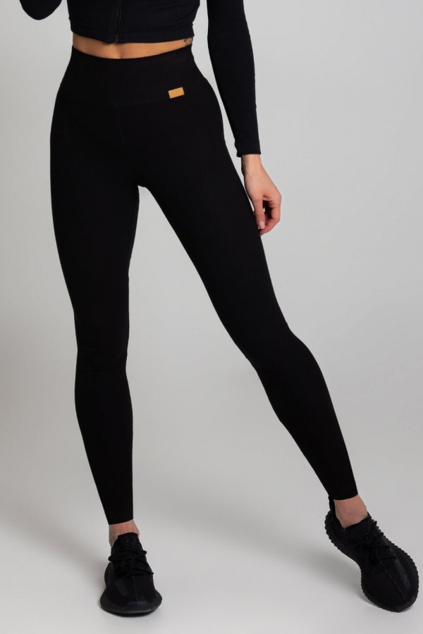 Legginsy push-up prążek - czarny