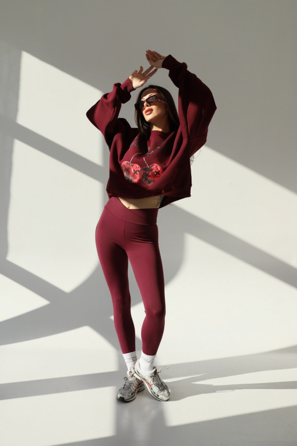 Legginsy X push-up - bordowy 2