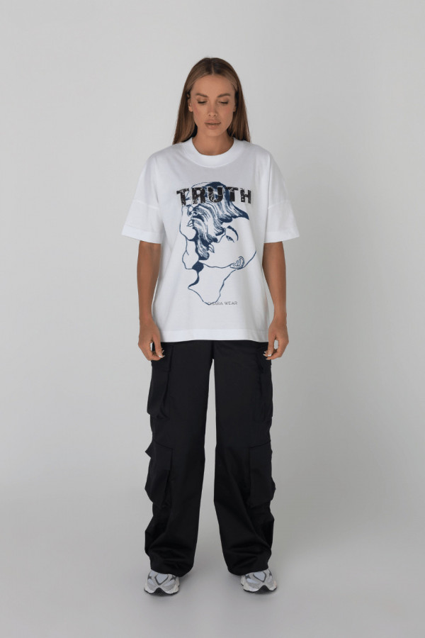 T-shirt damski oversize TRUTH - biały 6