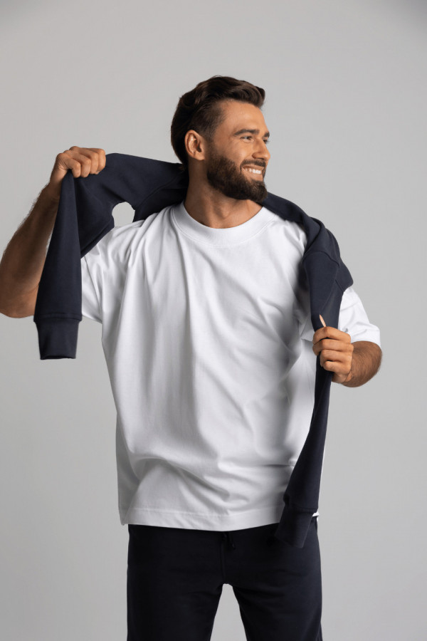 T-shirt męski oversize unisex - biały 3
