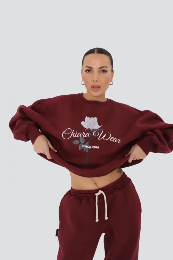 Bluza damska oversize ROSE - bordowy