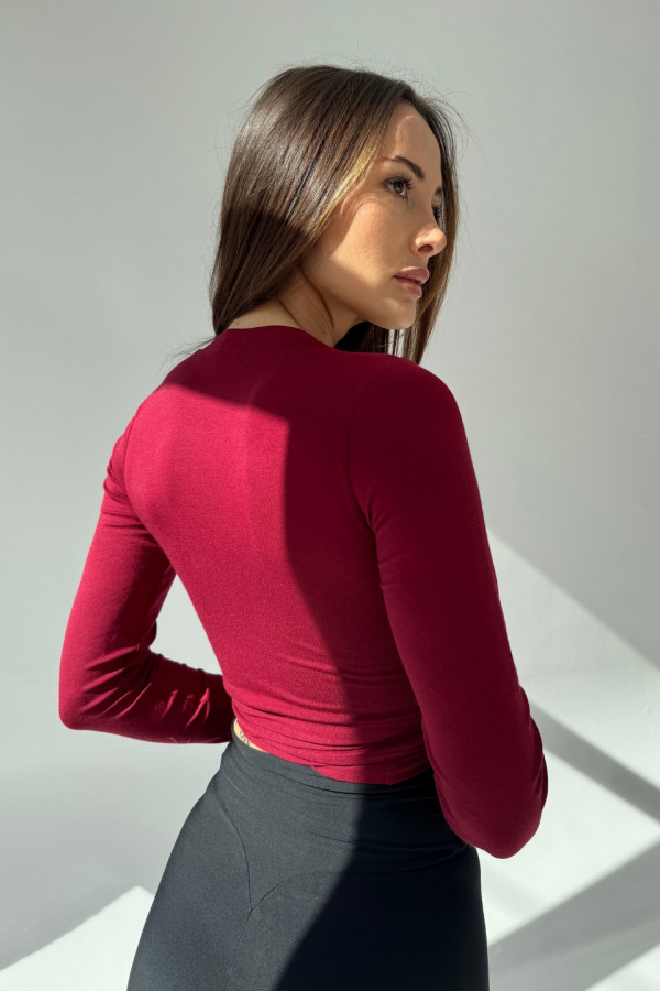 Longsleeve sportowy PILATES GIRL - bordowy 2