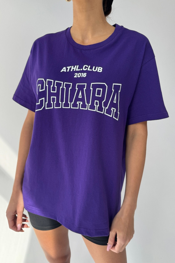 T-shirt bawełniany oversize CHIARA - fioletowy
